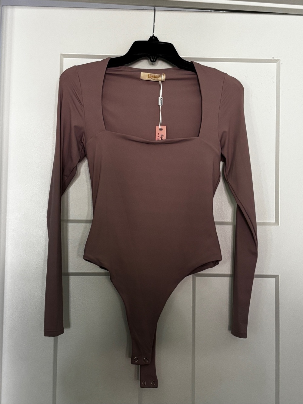 Quince Mauve Long-Sleeve Square-Neck Bodysuit